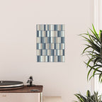 Long Blocks Geometric Pattern in Neutral Blue Grey Tones  Poster Gallery Image 2