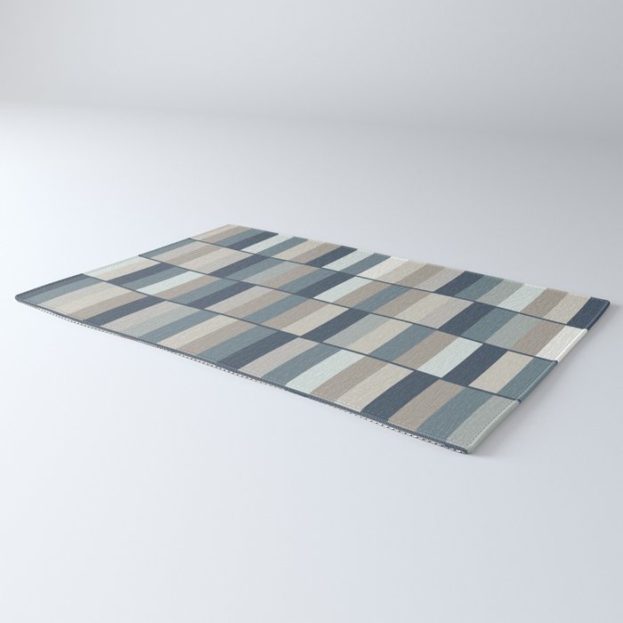 Long Blocks Geometric Pattern in Neutral Blue Grey Tones  Rug Gallery Image 3