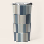 Long Blocks Geometric Pattern in Neutral Blue Grey Tones  Travel Mug Gallery Image 2