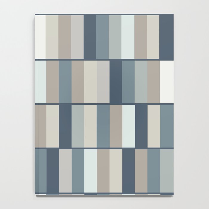 Long Blocks Geometric Pattern in Neutral Blue Grey Tones  Notebook Gallery Image 4