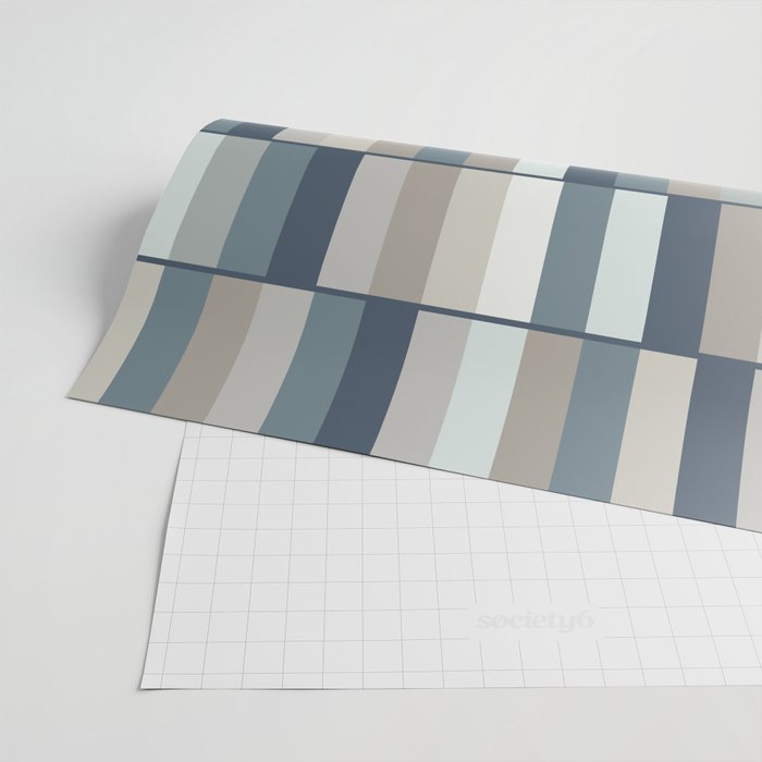 Long Blocks Geometric Pattern in Neutral Blue Grey Tones  Wrapping Paper Gallery Image 2