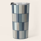 Long Blocks Geometric Pattern in Neutral Blue Grey Tones  Travel Mug Gallery Image 3