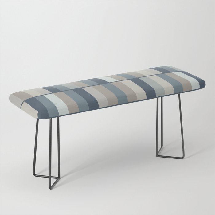 Long Blocks Geometric Pattern in Neutral Blue Grey Tones  Bench Gallery Image 1