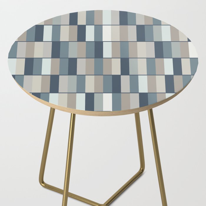 Long Blocks Geometric Pattern in Neutral Blue Grey Tones  Side Table Gallery Image 2