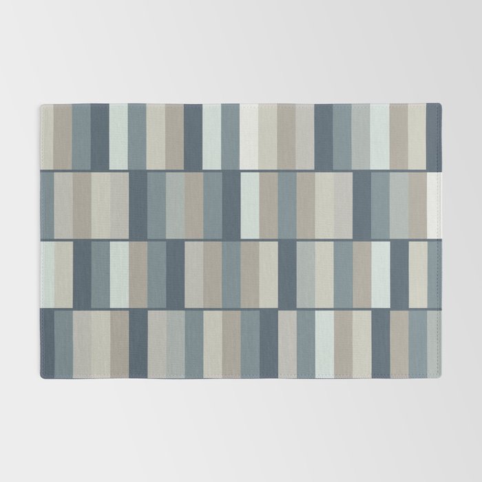 Long Blocks Geometric Pattern in Neutral Blue Grey Tones  Rug Gallery Image 2