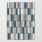 Long Blocks Geometric Pattern in Neutral Blue Grey Tones  Poster Gallery Image 4