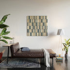 Long Blocks Geometric Pattern in Neutral Blue Grey Tones  Wood Wall Art Gallery Image 2