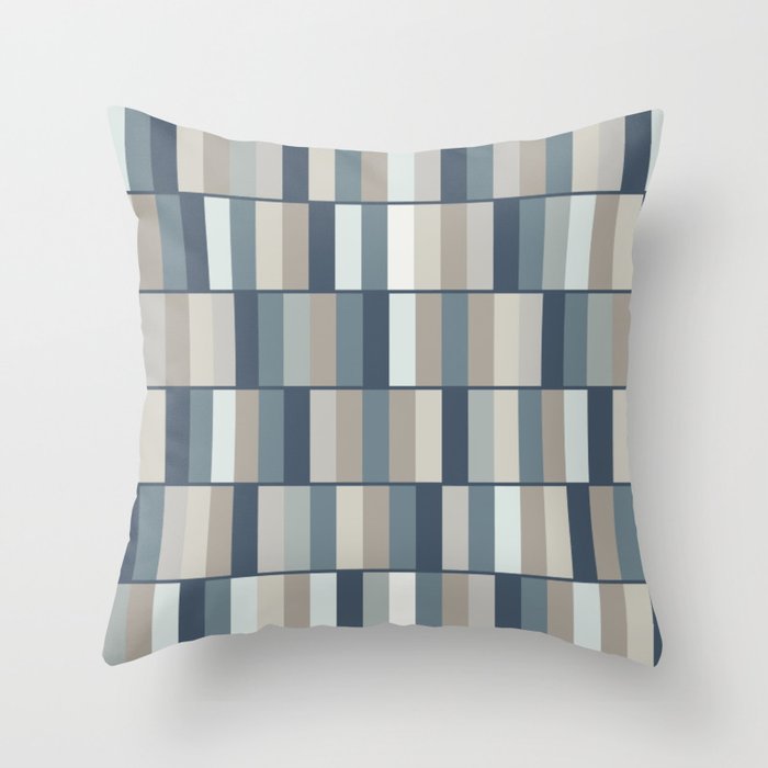 Long Blocks Geometric Pattern in Neutral Blue Grey Tones  Throw Pillow Gallery Image 6
