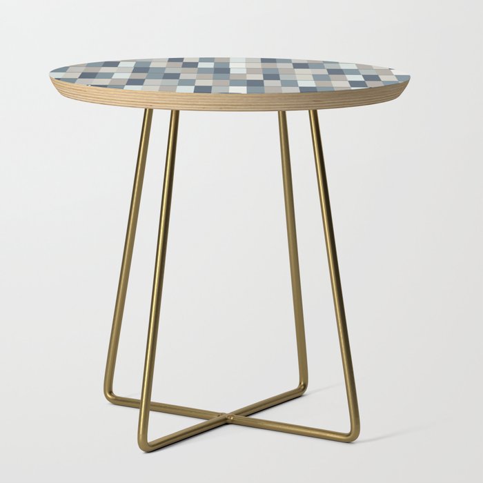 Long Blocks Geometric Pattern in Neutral Blue Grey Tones  Side Table Gallery Image 1