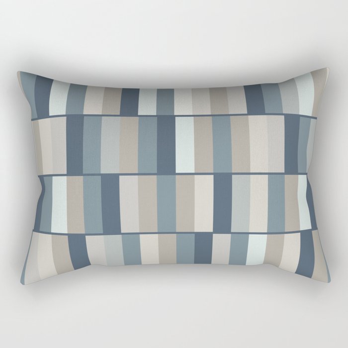 Long Blocks Geometric Pattern in Neutral Blue Grey Tones  Rectangular Pillow Gallery Image 2