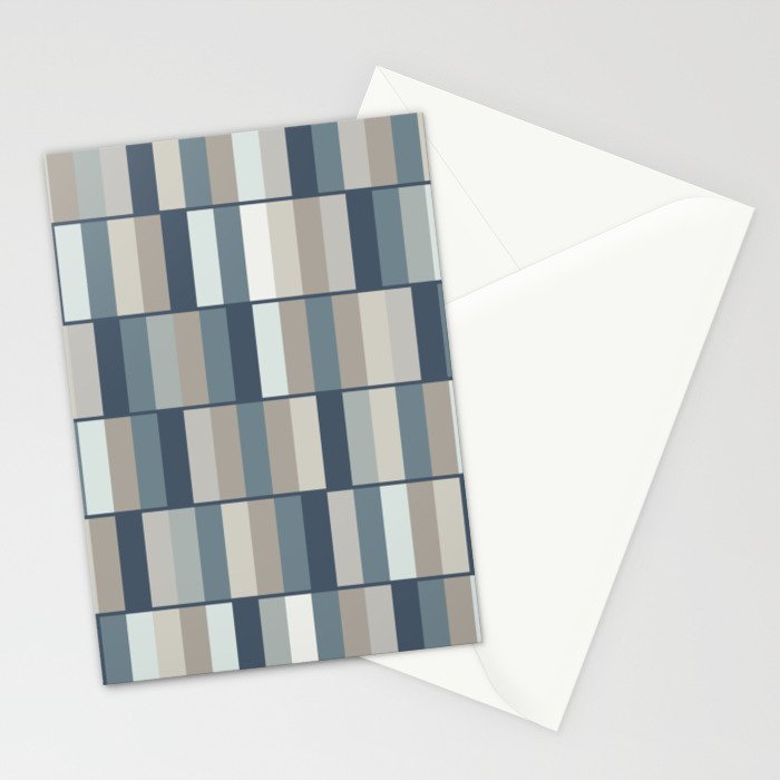 Long Blocks Geometric Pattern in Neutral Blue Grey Tones  Stationery Card Gallery Image 2