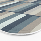 Long Blocks Geometric Pattern in Neutral Blue Grey Tones  Bath Mat Gallery Image 3