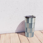 Long Blocks Geometric Pattern in Neutral Blue Grey Tones  Travel Mug Gallery Image 4