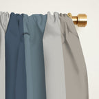 Long Blocks Geometric Pattern in Neutral Blue Grey Tones  Window Curtain Gallery Image 2