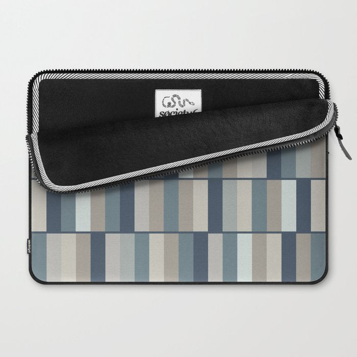 Long Blocks Geometric Pattern in Neutral Blue Grey Tones  Laptop Sleeve Gallery Image 2