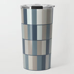 Long Blocks Geometric Pattern in Neutral Blue Grey Tones  Travel Mug Gallery Image 1
