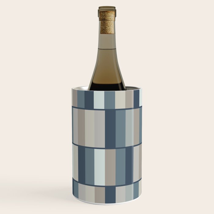 Long Blocks Geometric Pattern in Neutral Blue Grey Tones  Wine Chiller Gallery Image 2