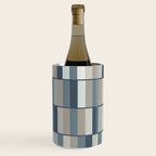 Long Blocks Geometric Pattern in Neutral Blue Grey Tones  Wine Chiller Gallery Image 1