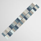 Long Blocks Geometric Pattern in Neutral Blue Grey Tones  Table Runner Gallery Image 3
