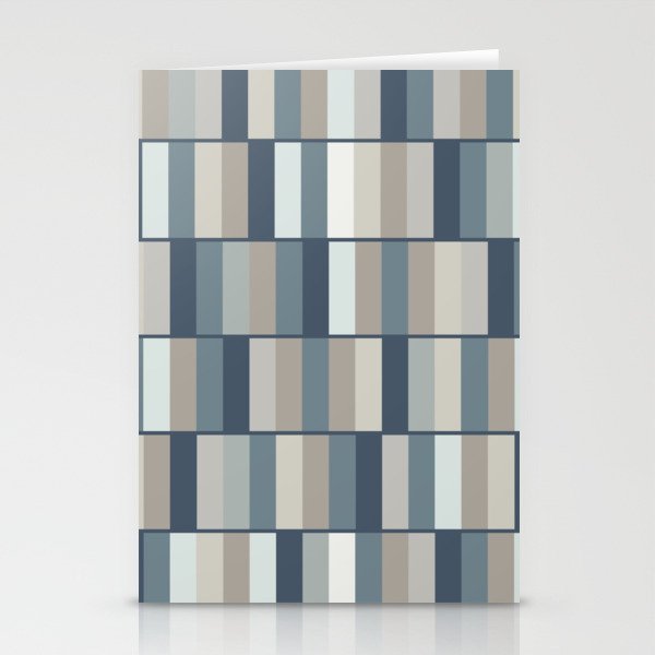 Long Blocks Geometric Pattern in Neutral Blue Grey Tones  Stationery Card Gallery Image 2