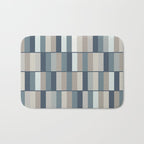 Long Blocks Geometric Pattern in Neutral Blue Grey Tones  Bath Mat Gallery Image 1