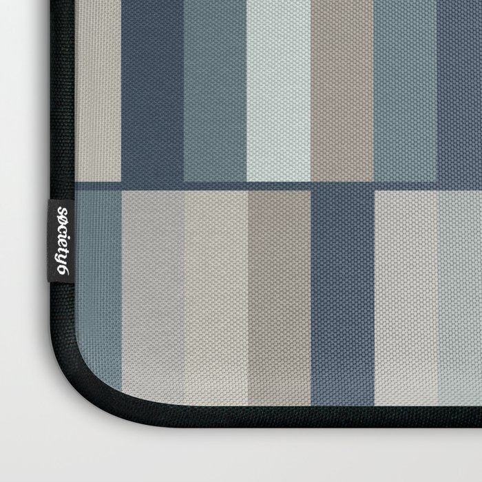 Long Blocks Geometric Pattern in Neutral Blue Grey Tones  Laptop Sleeve Gallery Image 3