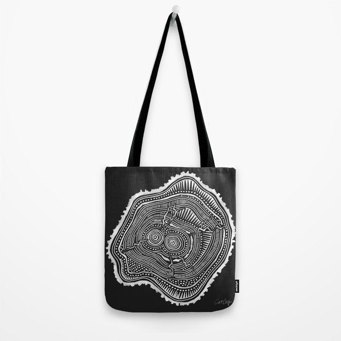 Peachleaf Willow â White on Black Tote Bag Gallery Image 2