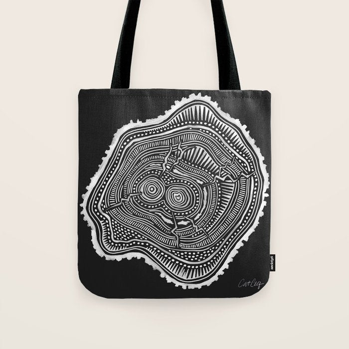 Peachleaf Willow â White on Black Tote Bag Gallery Image 1