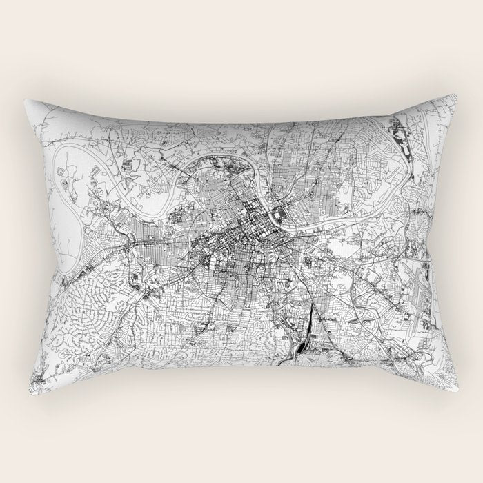 Nashville White Map Rectangular Pillow Gallery Image 1