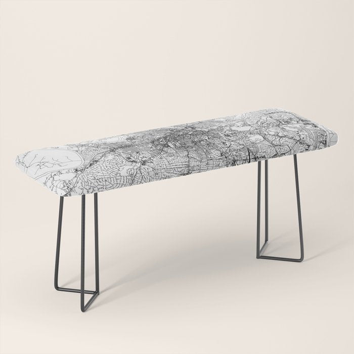 Nashville White Map Bench Gallery Image 1