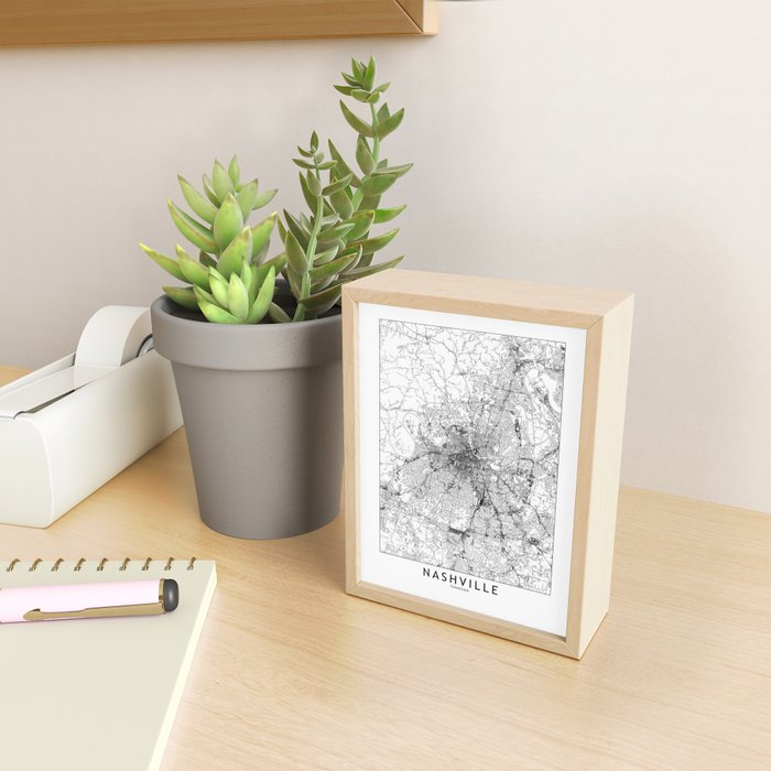 Nashville White Map Mini Art Print Gallery Image 2