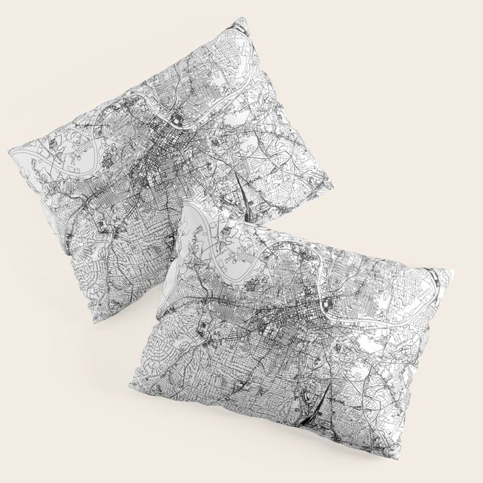 Nashville White Map Pillow Sham Gallery Image 3