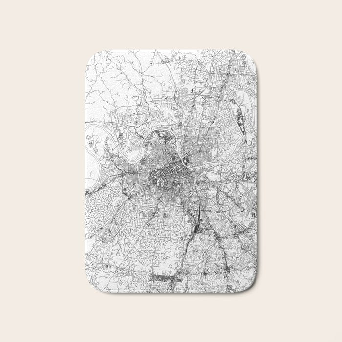Nashville White Map Bath Mat Gallery Image 1