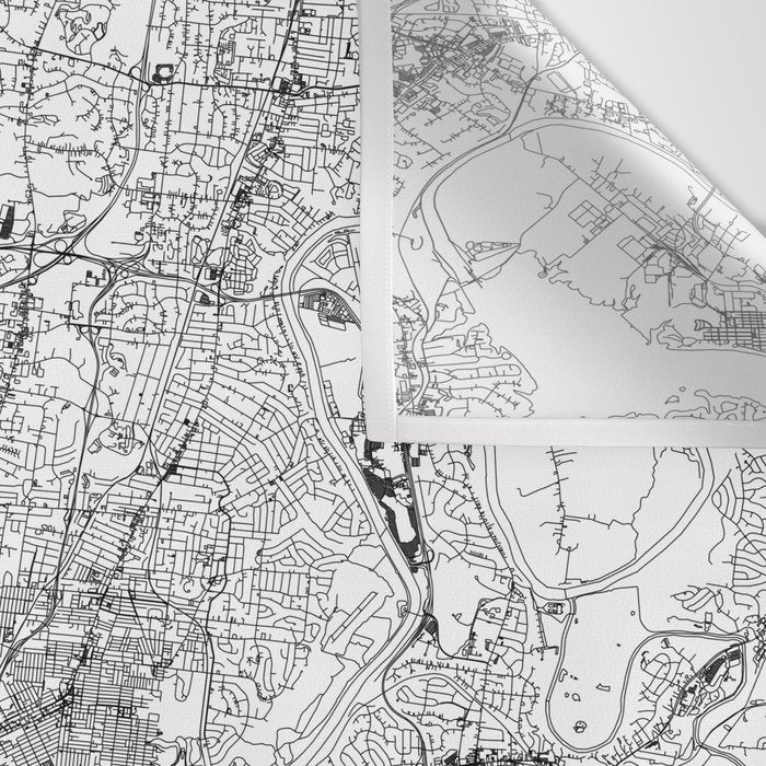 Nashville White Map Wall Tapestry Gallery Image 3