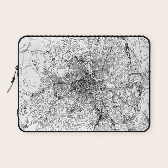 Nashville White Map Laptop Sleeve Gallery Image 1
