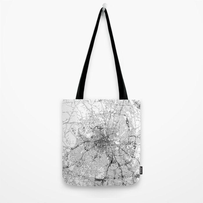 Nashville White Map Tote Bag Gallery Image 2