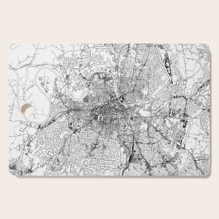 Nashville White Map Cutting Board Gallery Image 1