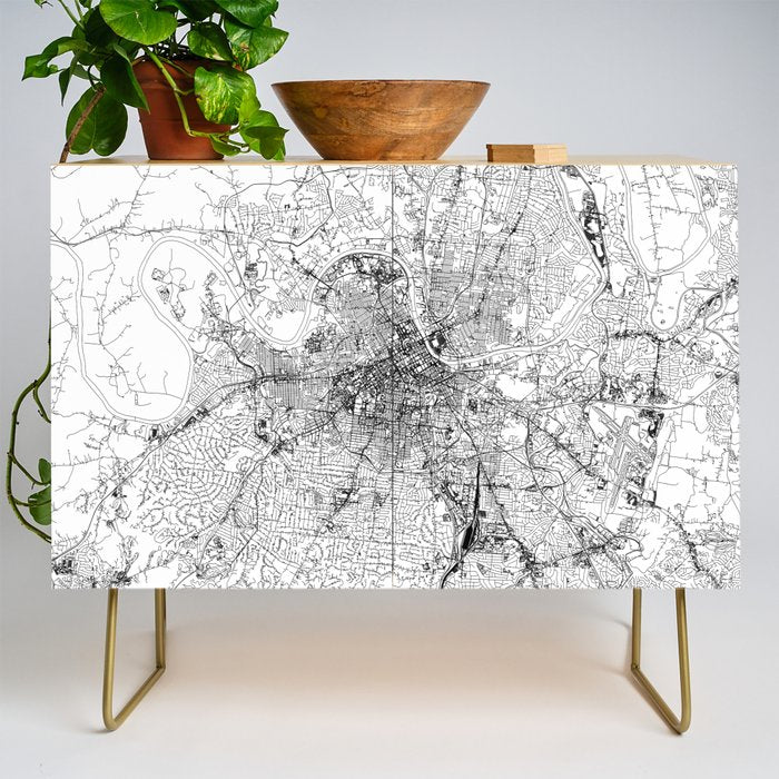 Nashville White Map Credenza Gallery Image 1