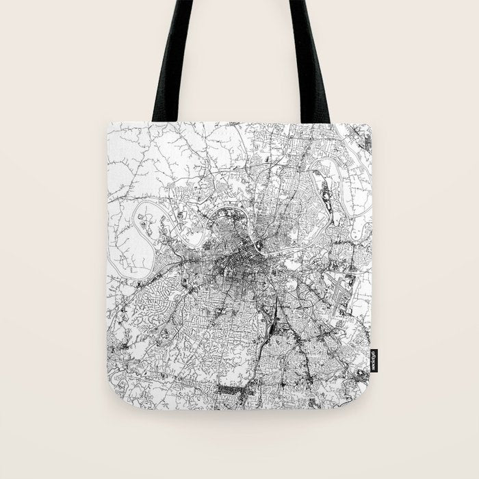 Nashville White Map Tote Bag Gallery Image 1