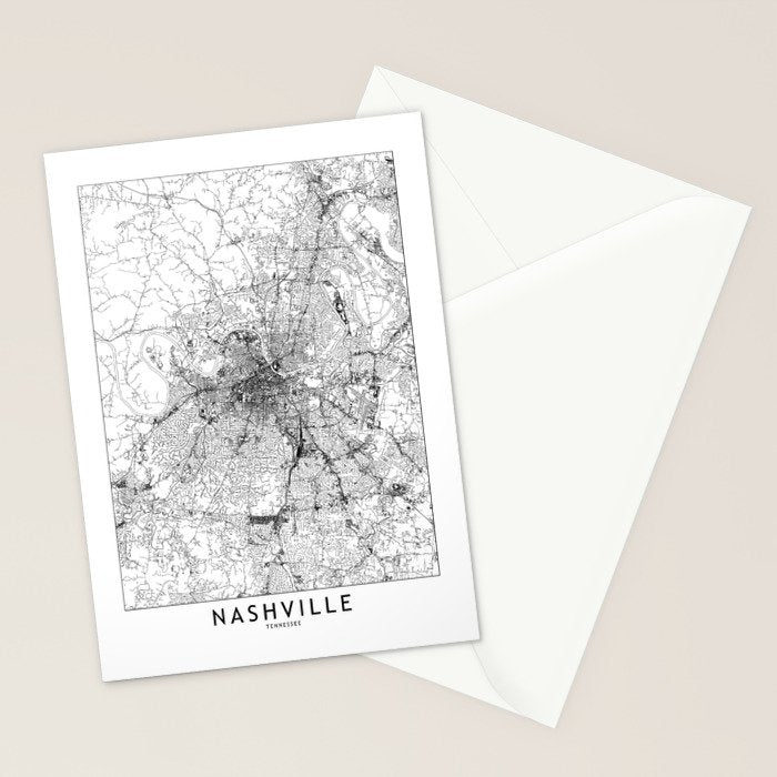 Nashville White Map Stationery Card Gallery Image 2