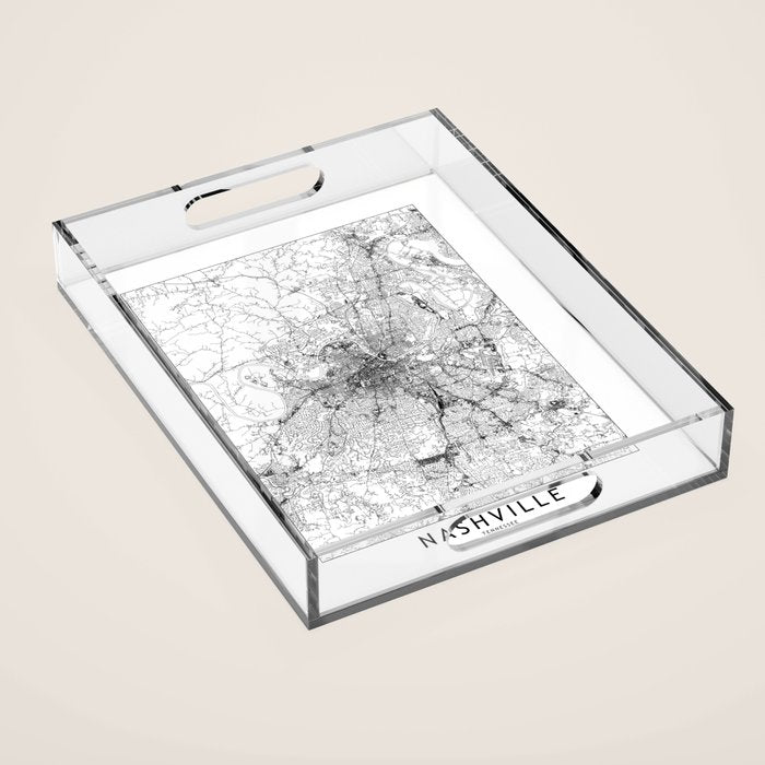Nashville White Map Acrylic Tray Gallery Image 1