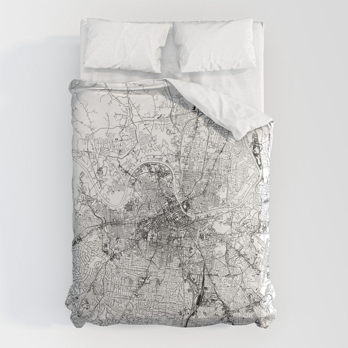Nashville White Map Duvet Cover Gallery Image 6