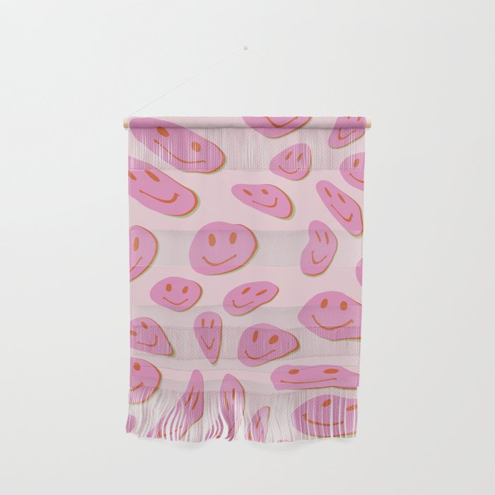 70s retro pink smiles pattern  Wall Hanging Gallery Image 1