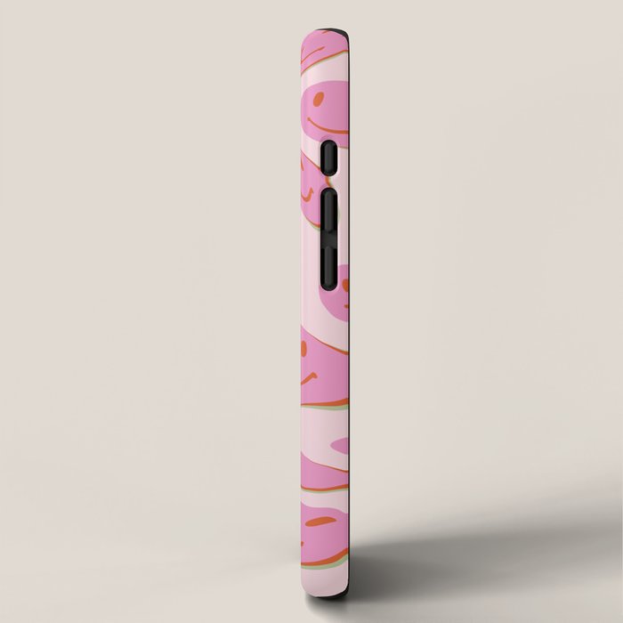 70s retro pink smiles pattern  iPhone Case Gallery Image 2