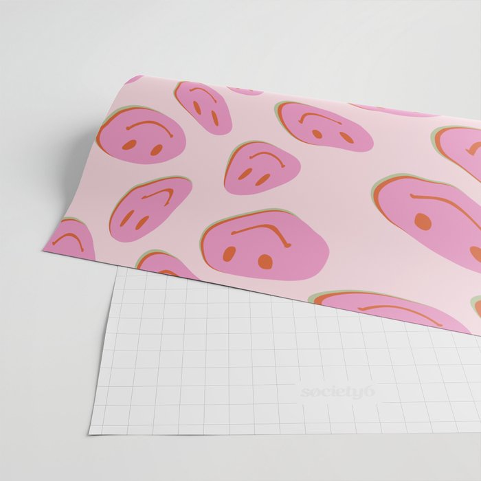 70s retro pink smiles pattern  Wrapping Paper Gallery Image 2