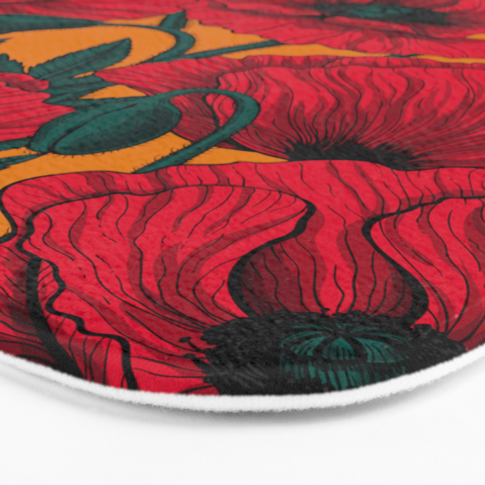 Red poppy garden    Bath Mat Gallery Image 3