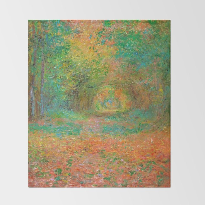 Claude Monet - The Undergrowth in the Forest of Saint-Germain (1882) Throw Blanket Gallery Image 2