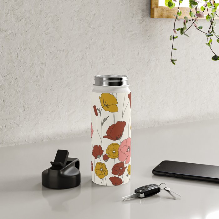 Colorful Poppy Flowers Water Bottle Gallery Image 4