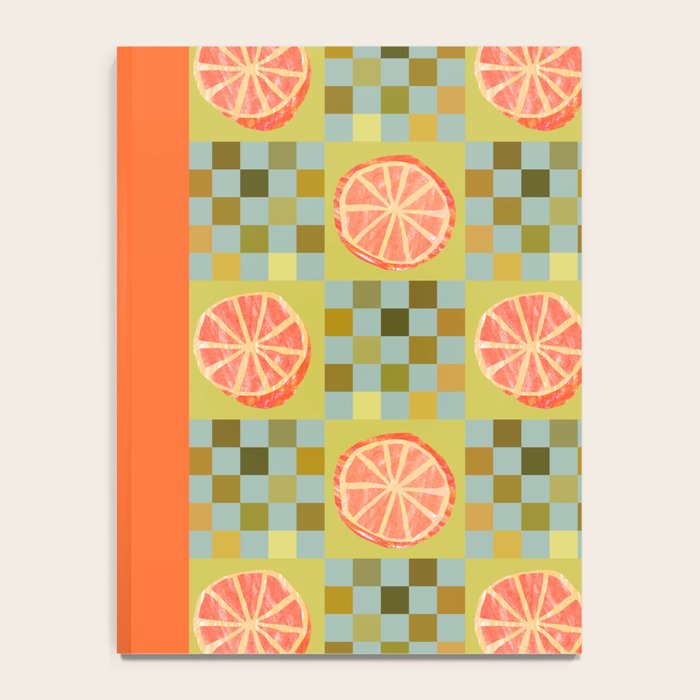 Checkered Citrus Fruit in Sage & Orange Notebook Gallery Image 4