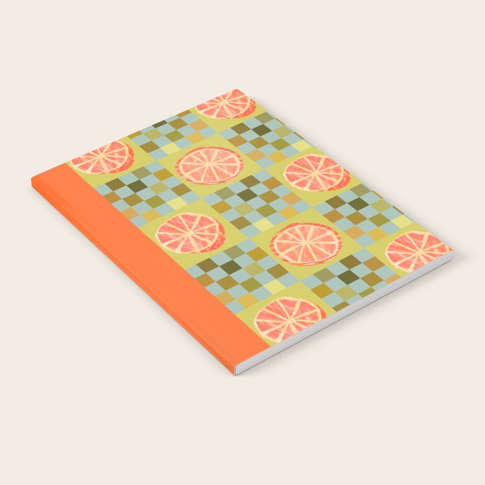 Checkered Citrus Fruit in Sage & Orange Notebook Gallery Image 2